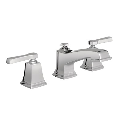 Boardwalk Chrome two-handle low arc bathroom faucet 