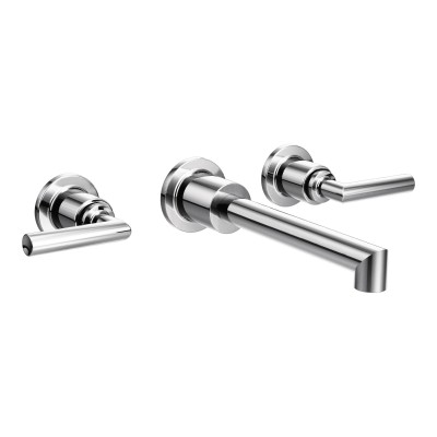 Arris Chrome two-handle wall mount bathroom faucet 