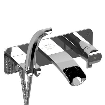 SA07  WALL-MOUNT TYPE T/P (THERMO/PRESSURE BALANCE) COAXIAL OPEN SPOUT TUB FILLER WITH HAND SHOWER